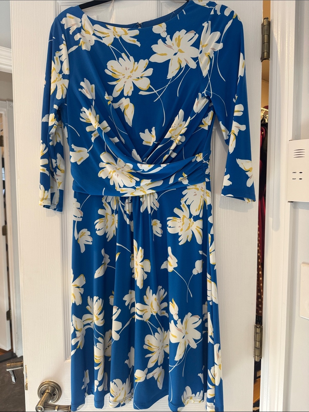 Tommy Hilfiger Royal Blue Floral Twist-Waist Midi Dress